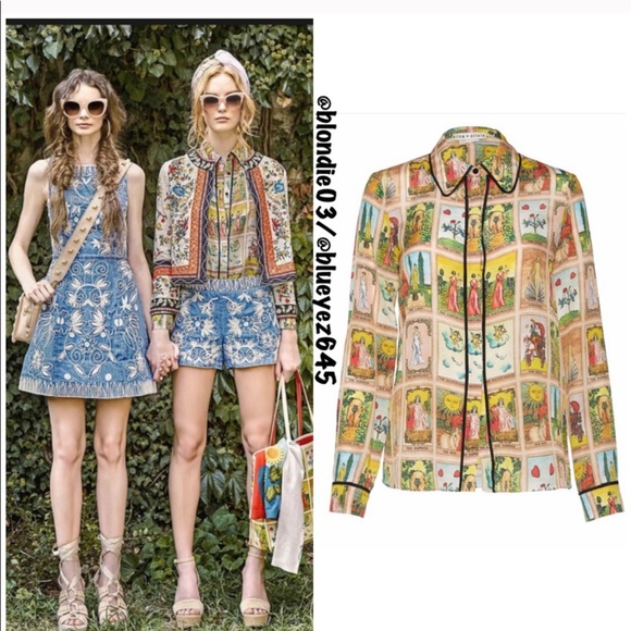 Alice + Olivia “Alfie” Tarot card shirt Blouse S - Picture 2 of 6